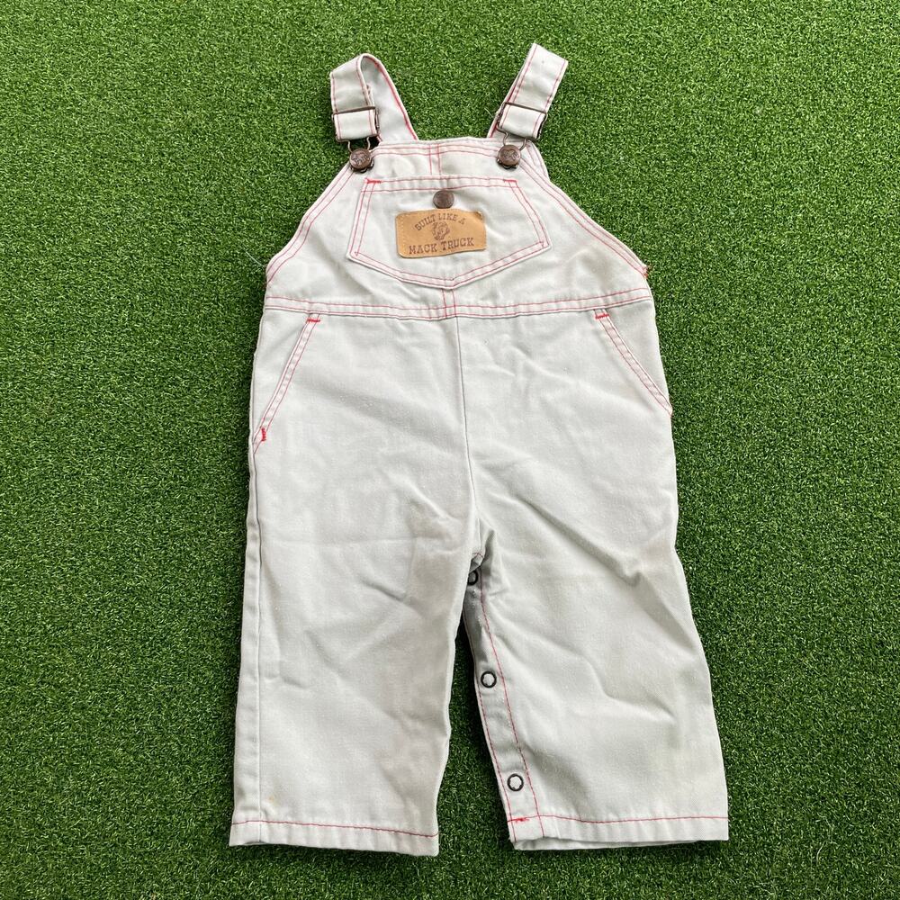 Vintage 90s Y2K Built Like a Mack Truck Contrast Stitched Boys Overalls Sz 12 Mo
